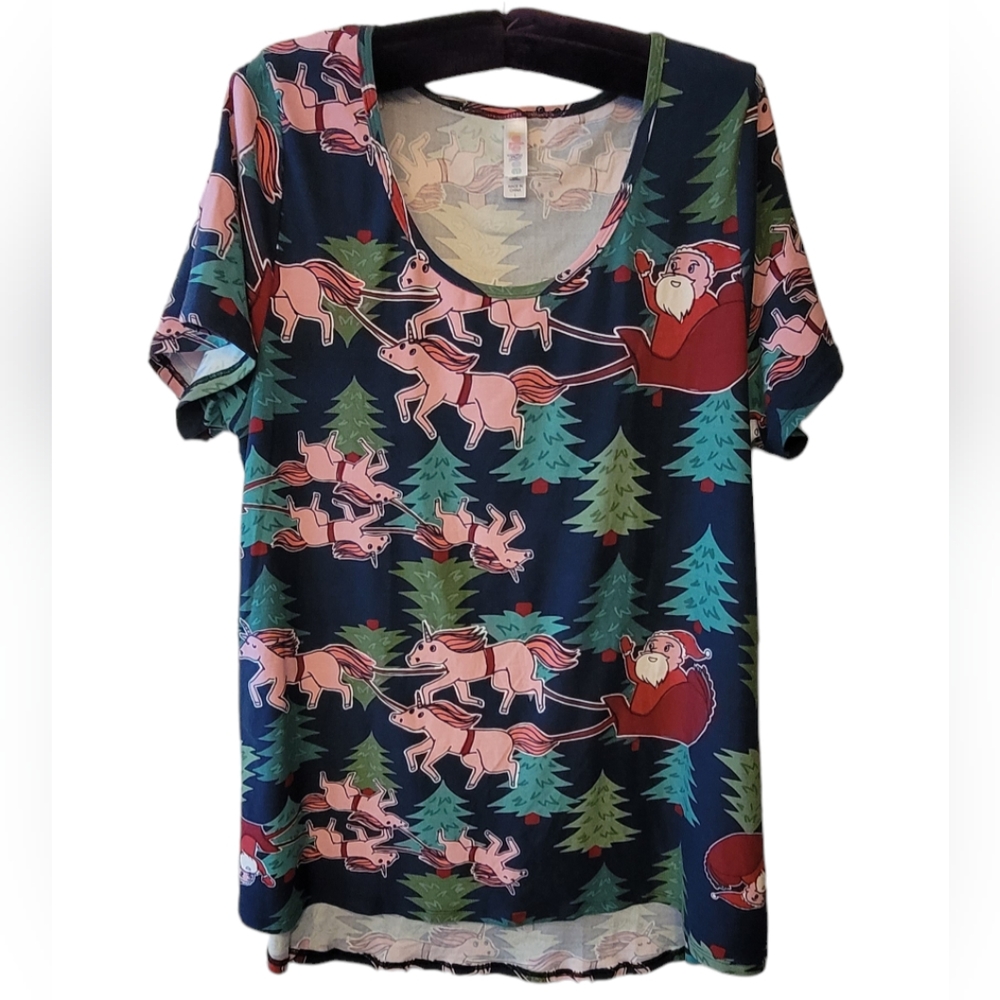 Knit Christmas Holiday Tunic Shirt with Unicorns